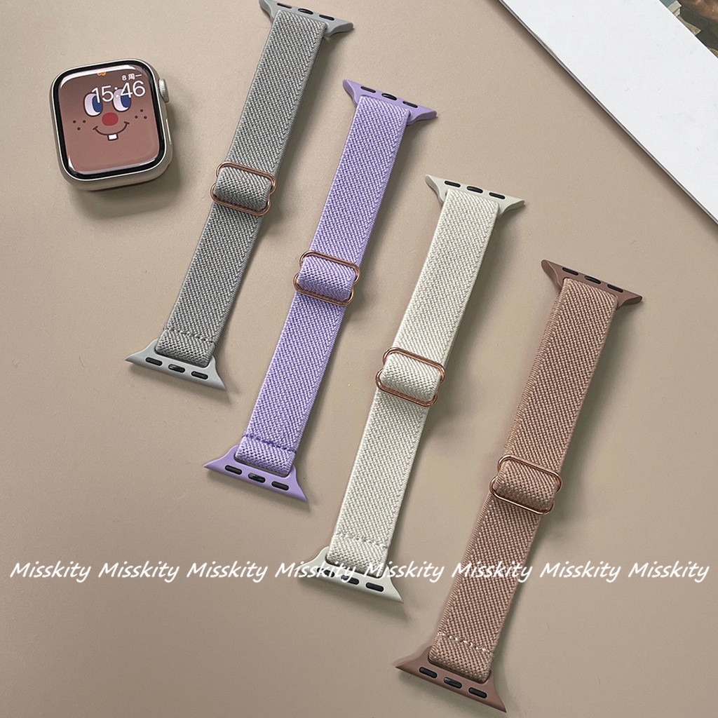 Dây Đeo Đồng Hồ Apple Watch Series 7 45mm 41mm 44mm 40mm 42mm Bằng Nylon Co Giãn