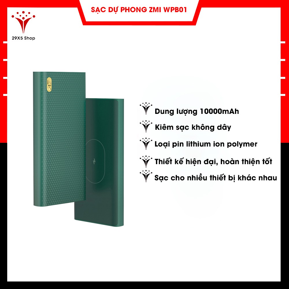 Pin sạc dự phòng kiêm sạc không dây 10000mAh Xiaomi ZMI WPB01 22.5W - Bảo hành 1 tháng