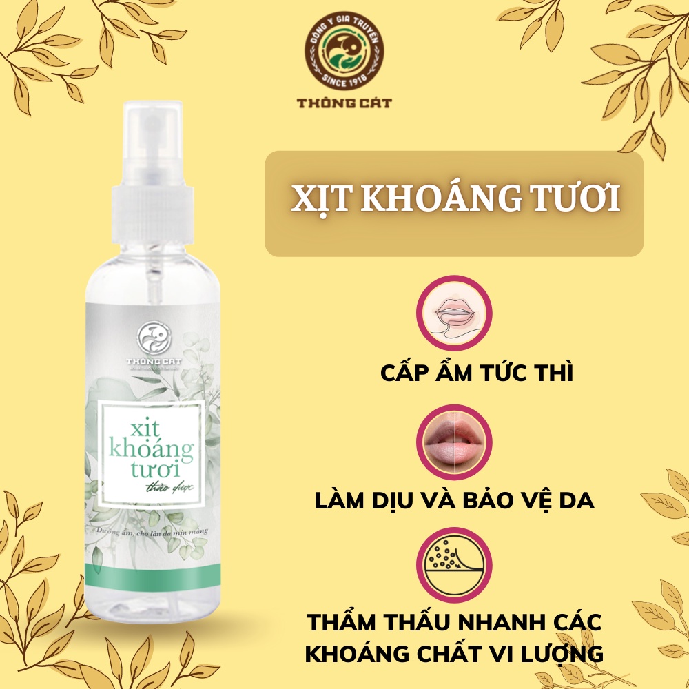 Xịt khoáng dưỡng da ban đêm giúp làm trắng và cấp ẩm cho da, đẹp da, tái tạo da mặt - Thảo dược gia truyền Thông Cát