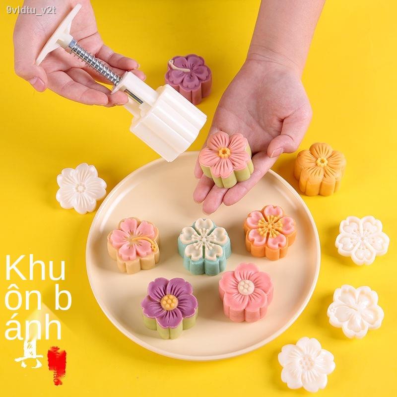 【2021】Bánh trung thu in hình mẫu mới dẻo nhân đậu xanh ép tay khuôn hoàn chỉnh bộ gia dụng 30g 50g