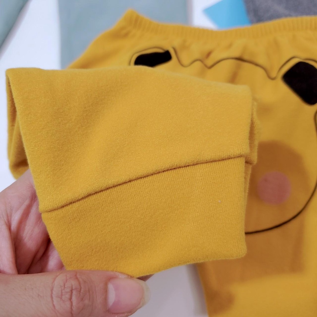 Quần dài rời nhí bo ống mùa đông vải nỉ nhung lông mềm mại dày dặn co giãn in mông thú cho bé trai gái 5-12.5kg