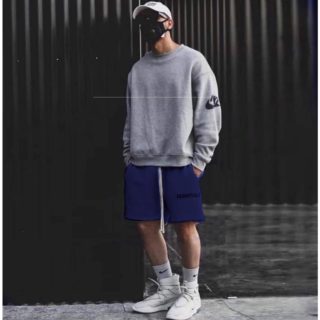 Quần short lửng thời trang chất liệu nỉ dày mịn, logo phản quang xịn xò 6023