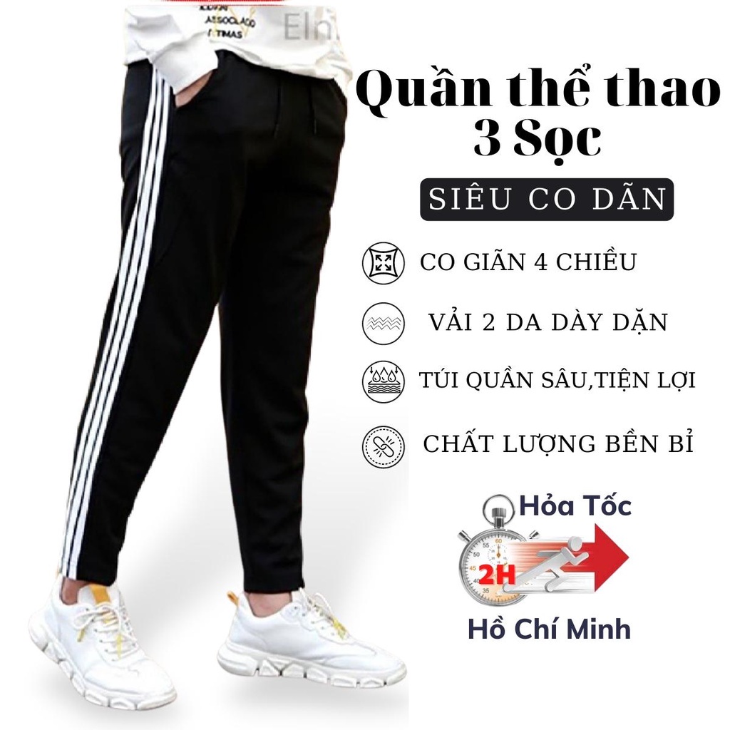 Quần jogger nam nữ thể thao Bigsize, quần ống suông 3 sọc 1 sọc chất vải dày dặn