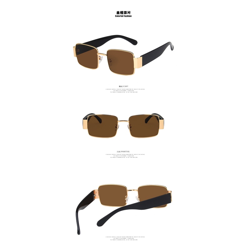 Kính Mát Gọng Vuông Bằng Kim Loại Chống Tia UV400 Phong Cách Hàn Quốc Cho Nữ