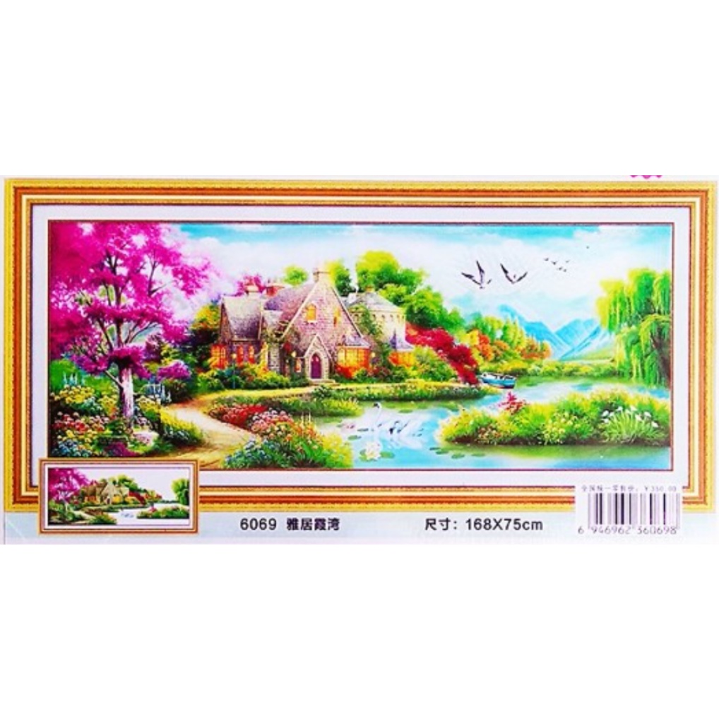 Tranh Thêu Chữ Thập Ngôi Nhà Hạnh Phúc 6069 (KHÁCH TỰ THÊU) KT:168X75CM