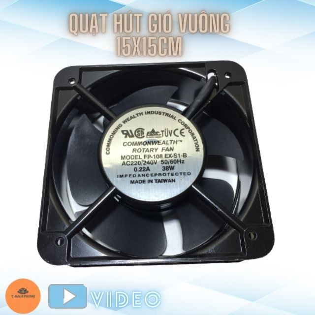 Quạt Hút Gió 15x15cm ROTARY FAN 220V , Vuông 15x15x5 Hút Mùi Tản Nhiệt Thông Gió