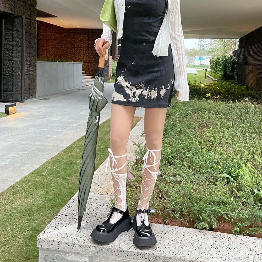 Đôi Vớ Lưới Nylon Phối Ren Phong Cách Lolita Gợi Cảm Cho Nữ