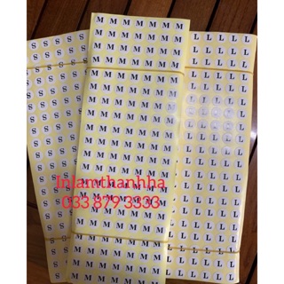 100 tờ tem size quần áo s-m-l hàng sẵn 1.5k/ tờ 140tem