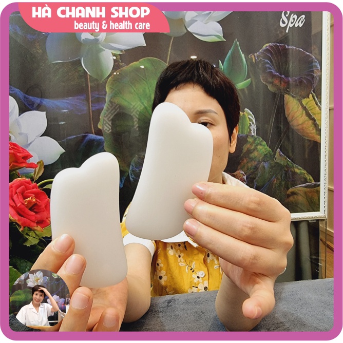 Miếng Cạo Massage Hình Bán Nguyệt Bằng Đá Trắng Đẹp Mát Xa Mặt Dụng Cụ Spa Dưỡng Sinh Chăm Sóc Cơ Thể