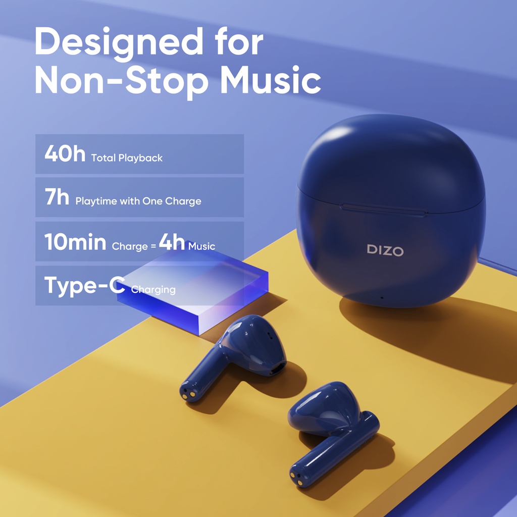 Tai nghe chơi game DIZO Buds P by realme TechLife bluetooth độ trễ thấp <88ms ENC khử tiếng ồn cuộc gọi