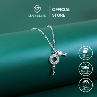 Dây chuyền bạc 925 xi vàng trắng 18k gen z silver mặt khóa sang trọng dcz17501