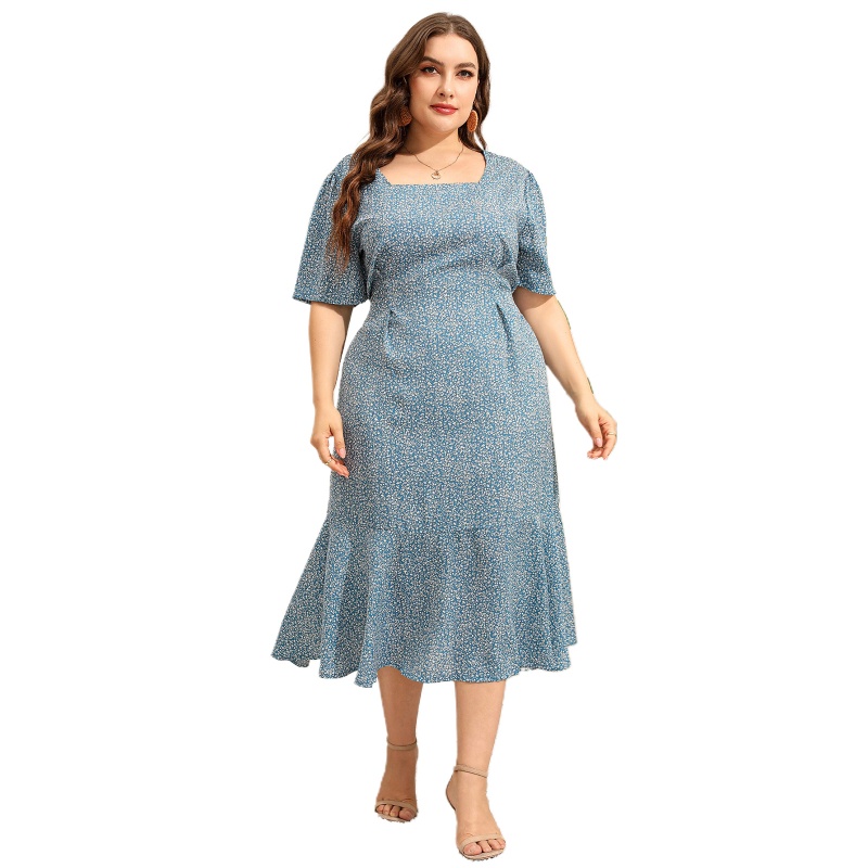 Đầm Midi Tay Ngắn In Hoa Plus Size Thời Trang Đi Biển Mùa Hè Cho Nữ