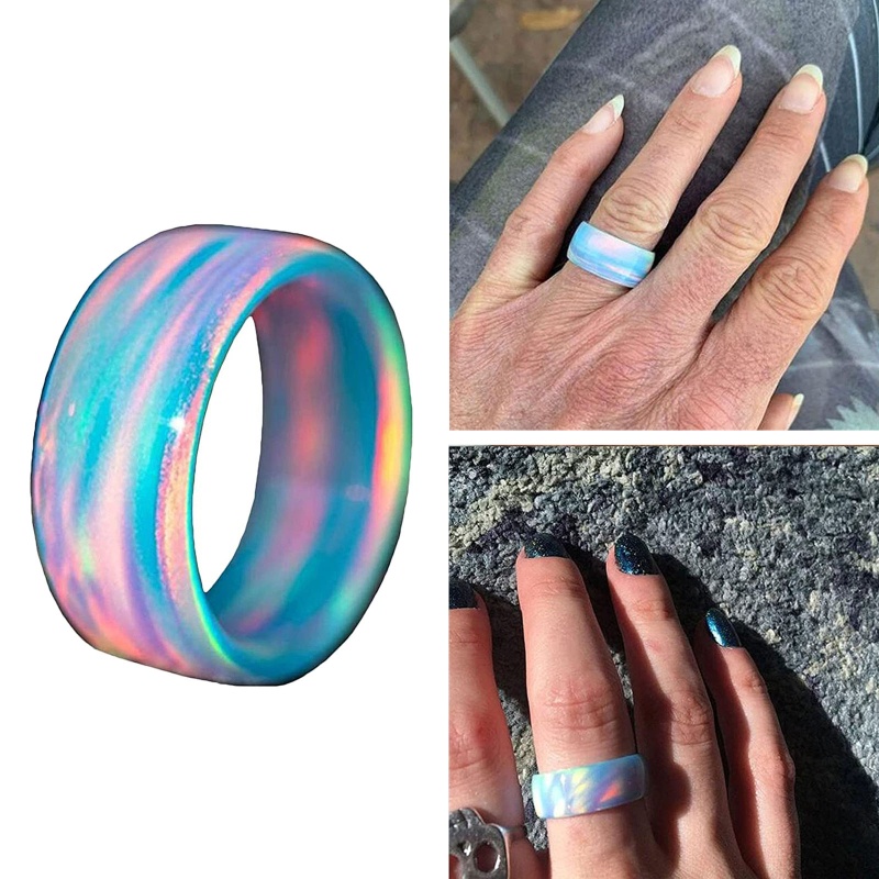 Nhẫn Resin Đính Đá Nhiều Màu Sắc Lấp Lánh Phong Cách Retro