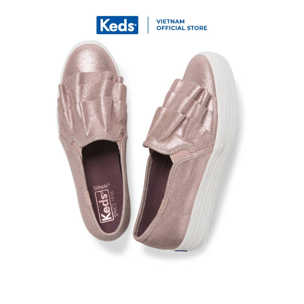 Giày Keds Nữ - Triple Ruffle Glitter Suede Rose - KD058988