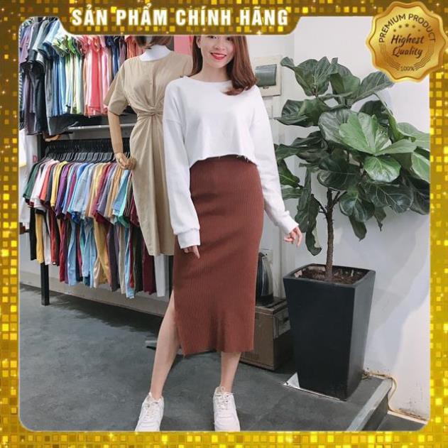 Chân váy len dáng dài dễ phối đồ phong cách Ulzzang xuất sắc IMES SHOP