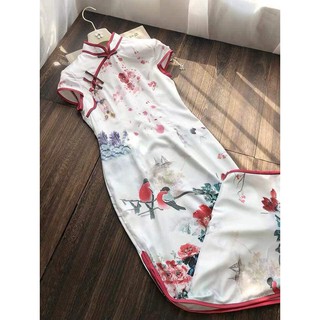 Oder sườn xám gấm hoa