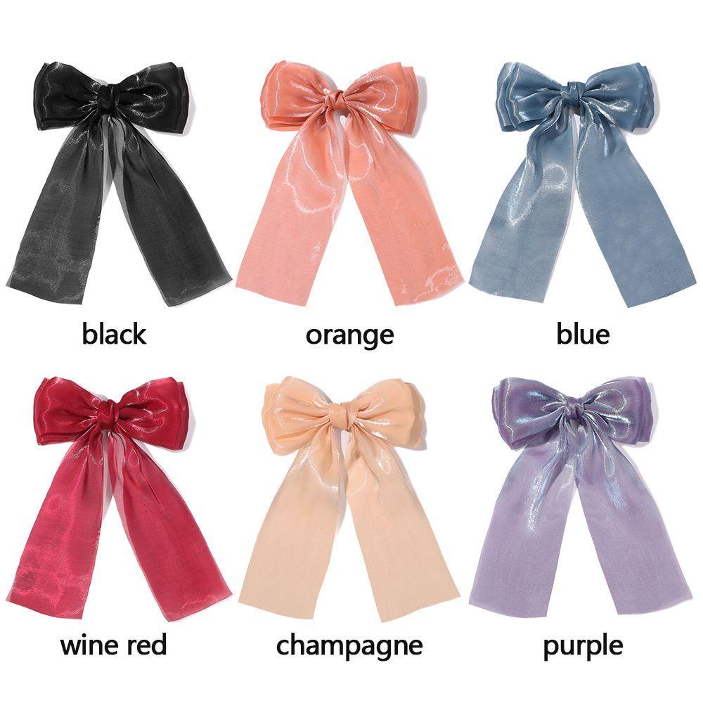 Dây Cột Tóc Ruy Băng Satin Thắt Nơ Lấp Lánh Thời Trang