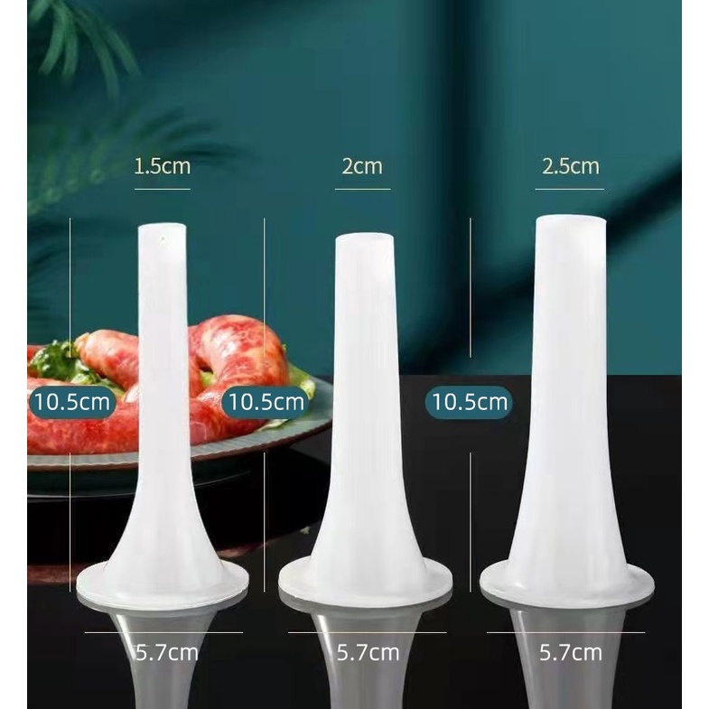 Đồ làm xúc xích lạp xưởng dồi lòng bằng tay Đầu INox tự làm tại nhà kèm theo 3 cỡ ống nhồi nhựa PP cao cấp