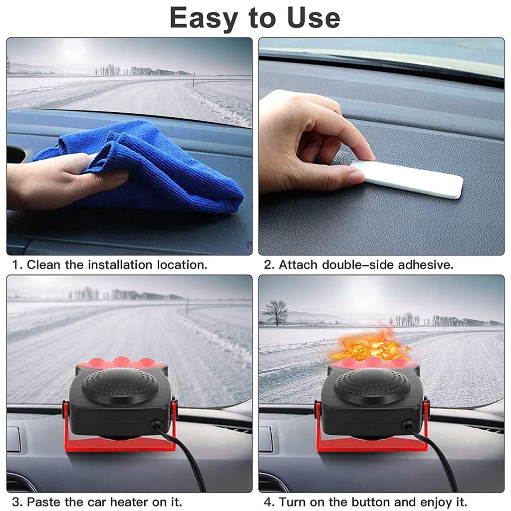 Máy Sưởi Quạt Gió Ngăn Sương Mù Đọng Kính Lái Ô Tô