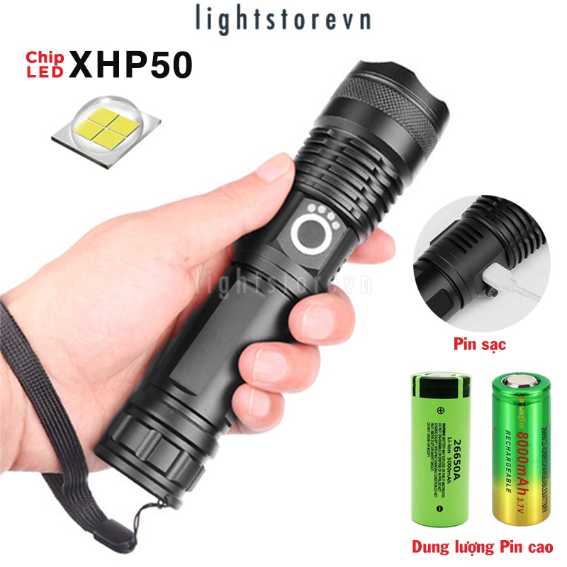 Đèn pin siêu sáng XHP50 ( cam kết chuẩn loại 1)