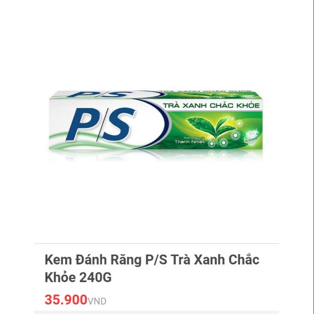 Lô 3 cây Kem Đánh Răng P/S Trà Xanh Chắc Khỏe 240G