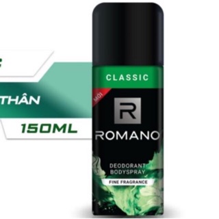 Xịt khử mùi toàn thân Romano chai 150ml