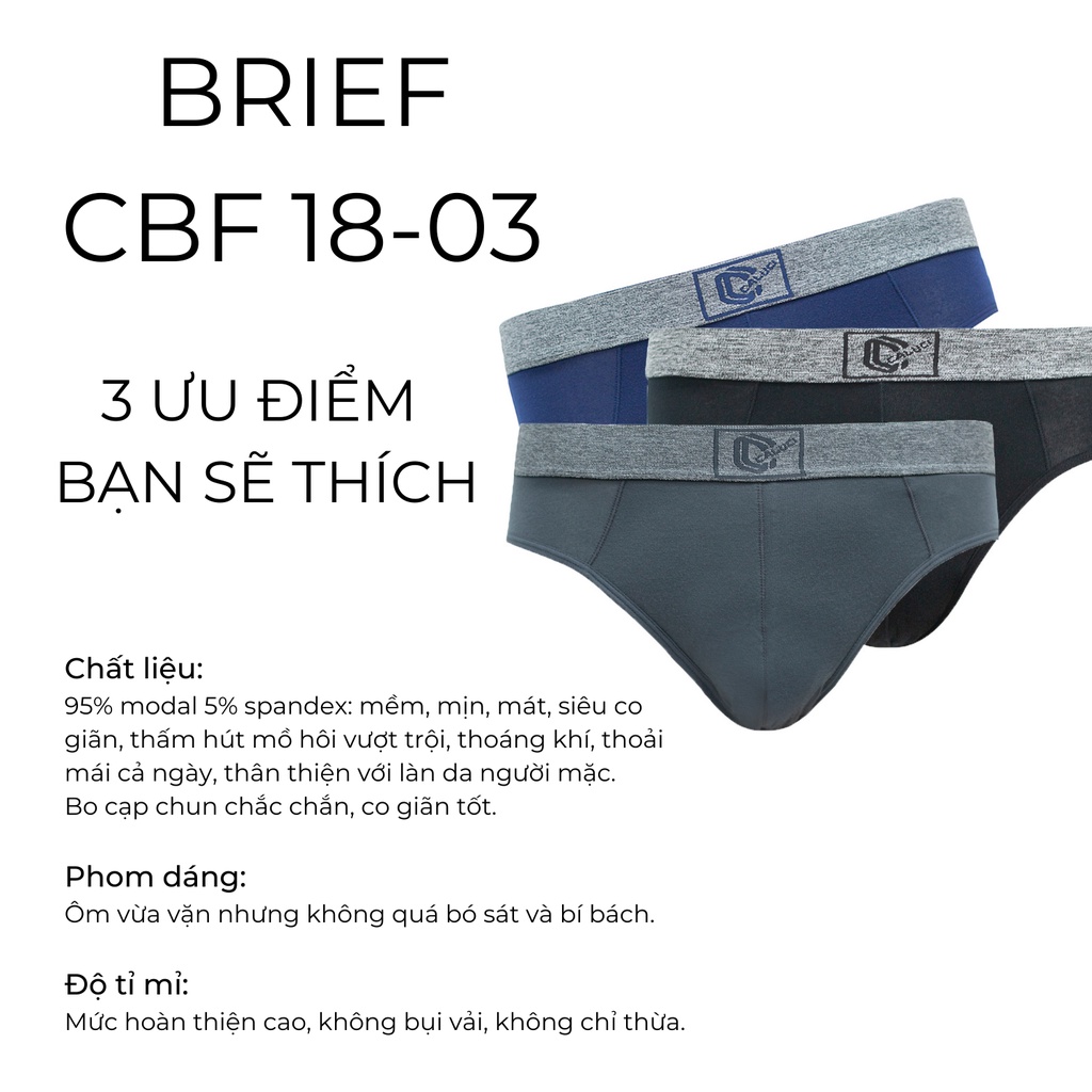 Quần lót nam Brief vải sợi sồi modal mềm mịn siêu co giãn thấm hút mồ hôi tốt thoáng khí ADINO mã CBF18-03