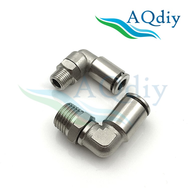 Bộ 2 chiếc co nối hơi mạ inox ống phi 8, phi 10 ren 13mm