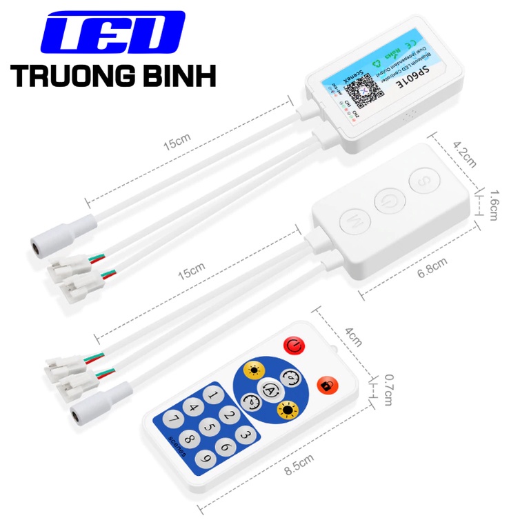 SP601E BỘ ĐIỀU KHIỂN LED FULL MÀU ARGB WS2812B WS2811 UCS1903 NHÁY THEO NHẠC 2 CỔNG ĐIỀU KHIỂN QUA APP BLUETOOTH