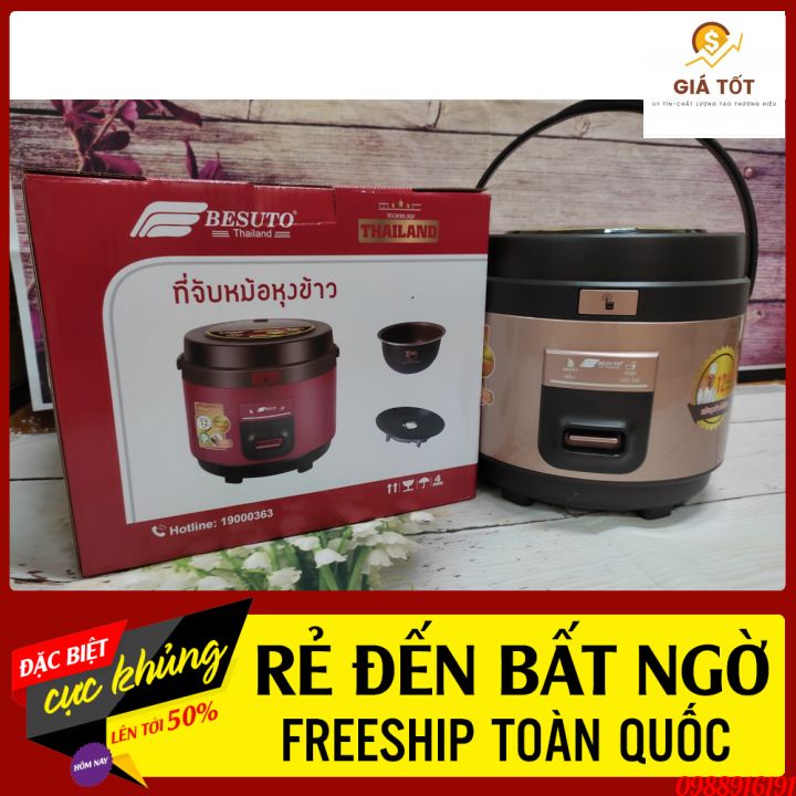 Nồi Cơm Điện Quai Xách Lòng Niêu Siêu Dày BESUTO Thailan Tặng Kèm Giá Hấp Bảo Hành Chính Hãng 12 Tháng (giadụng24/7)