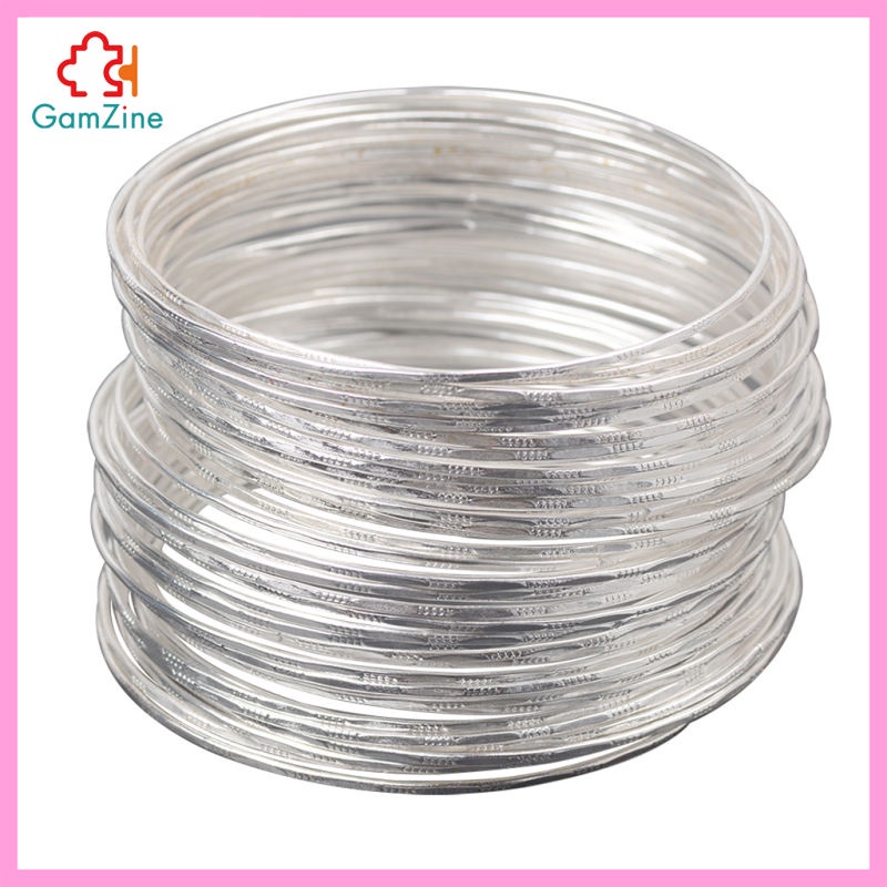 Set 50 vòng tay hợp kim màu bạc phong cách Ấn Độ cho nữ