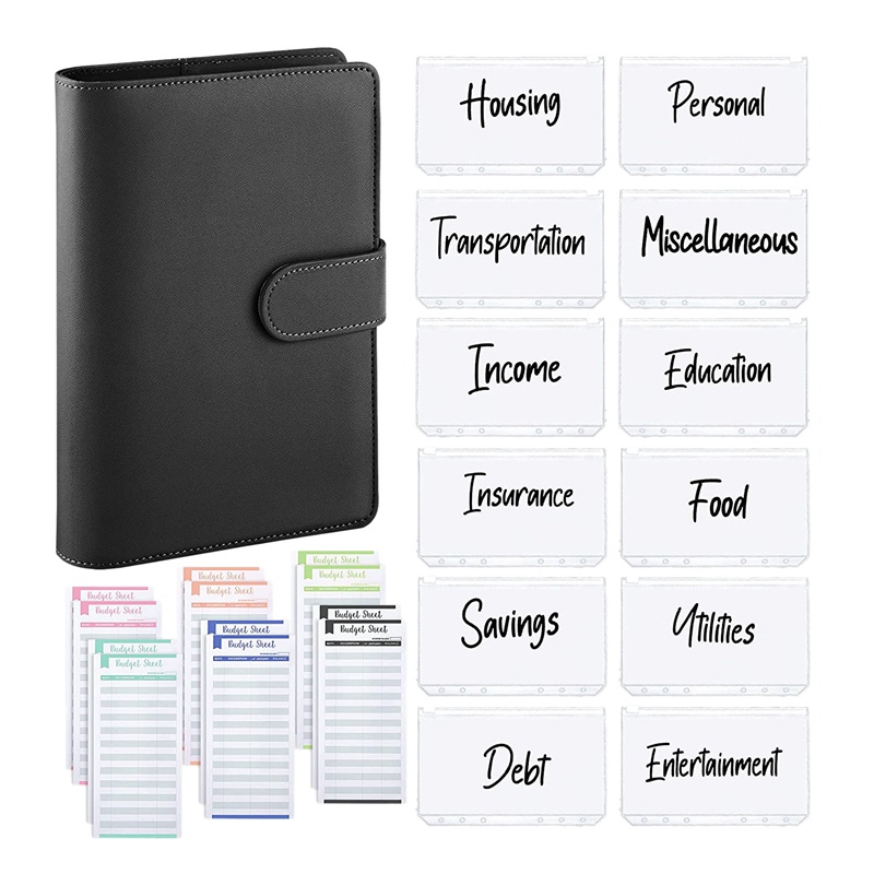 Set 25 bìa đựng tiền khổ A6 bằng da PU màu đen