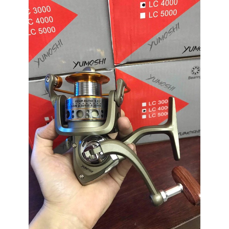 Máy câu cá Yumoshi LC 3000-7000 cối kim loại. Máy câu cá LC 6000. Đồ câu Hùng