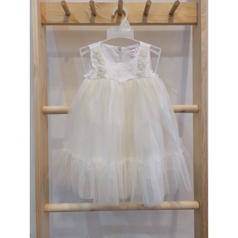 ĐẦM CÔNG CHÚA VOAN TRẮNG ĐÍNH REN NGỰC CHO BÉ GÁI