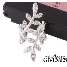 Khuyên tai kẹp đính đá hình lá kiểu kẹp cho nữ