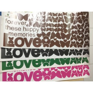 Decal Dán Tường Chữ Love Hình Bướm