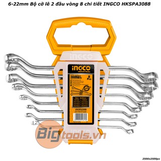 6-22mm bộ cờ lê 2 đầu vòng 8 chi tiết ingco hkspa3088