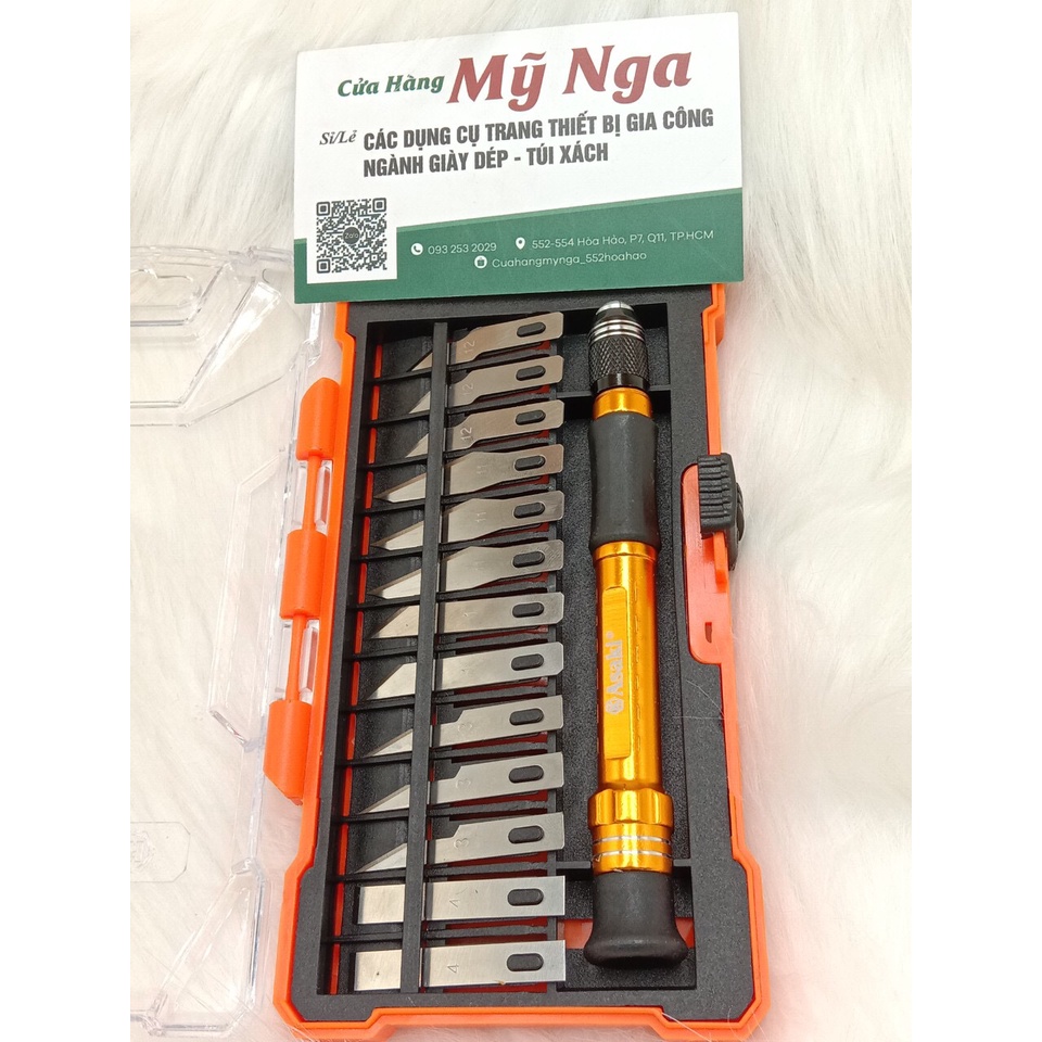 Bộ dao điêu khắc, chạm, trổ, tách, ghép cao cấp 14 chi tiết Asaki AK-3960