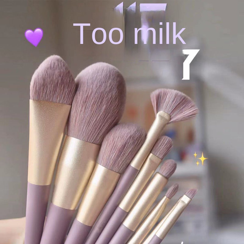 Set Cọ Trang Điểm Phấn Mắt Phấn Phủ Phấn Phủ Che Khuyết Điểm Sợi Lông Mềm Màu Tím Nhỏ Gọn Tiện Lợi