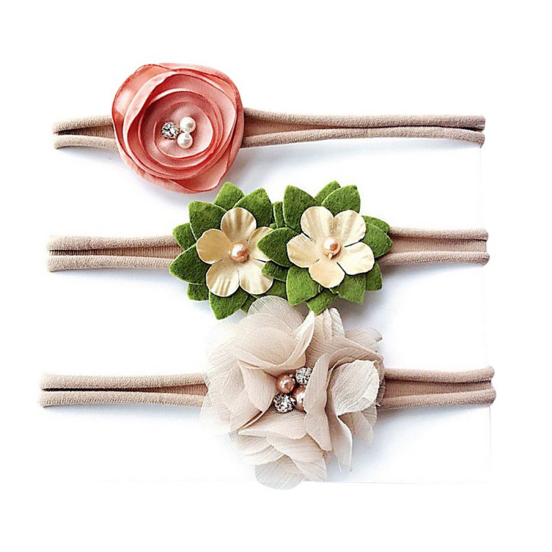 Bộ 3 thun buộc tóc hình hoa xinh xắn cho bé gái