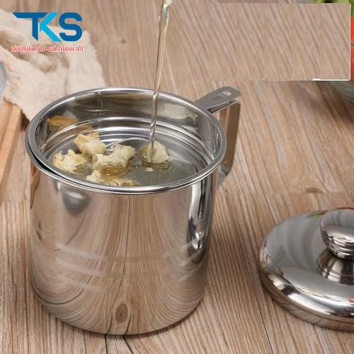 Bình,ca lọc dầu ăn có lưới lọc cặn bằng inox 304 lọc cặn dầu ăn