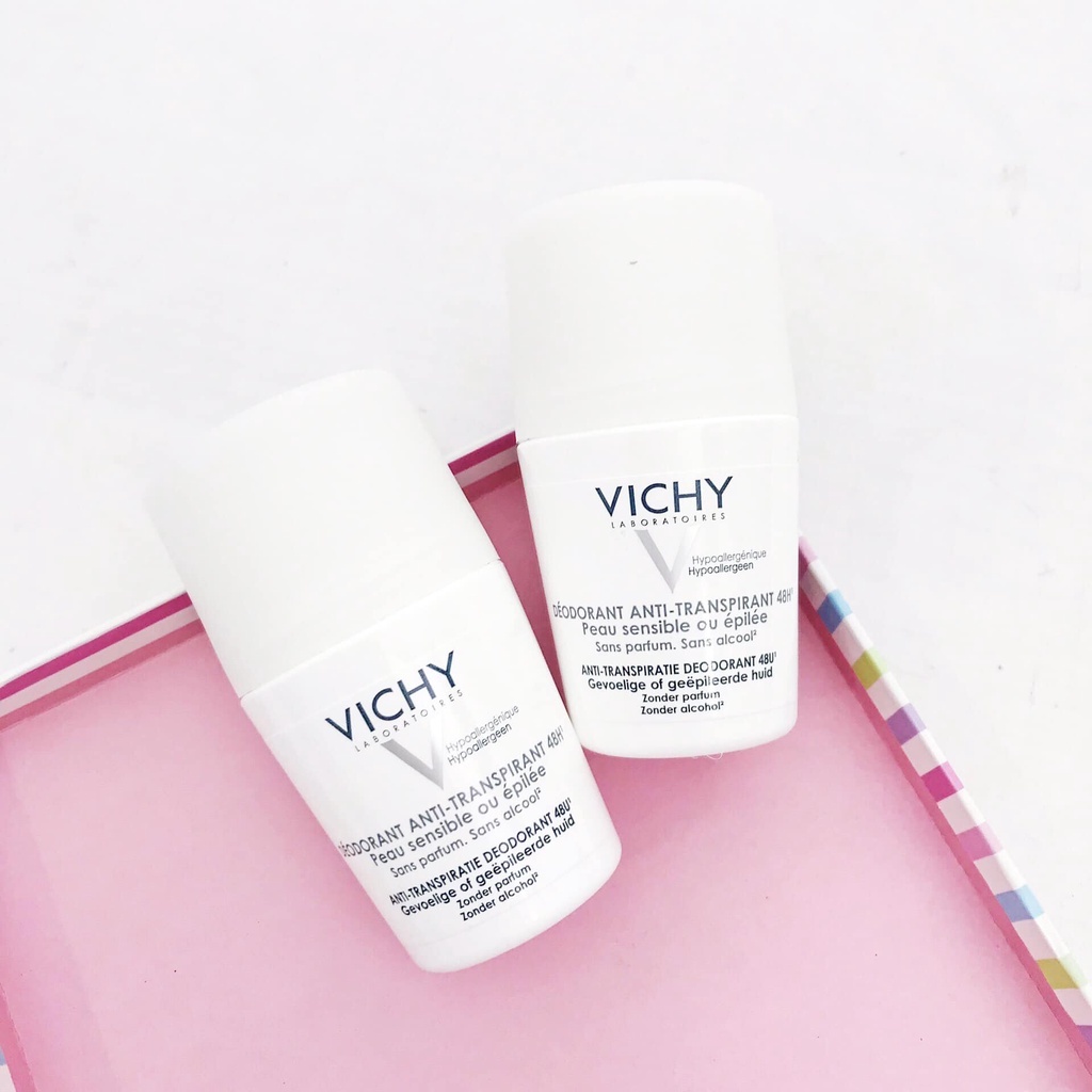 Lăn Khử Mùi Vichy Traitement Anti-Transpirant 48h Giúp Khô Thoáng 48h Cho Da Nhạy Cảm Nắp trắng 50ml