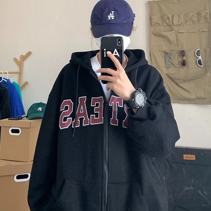 Áo hoodie Dáng Rộng In Chữ Phong Cách Hàn Quốc Thời Trang Cho Nam Và Nữ