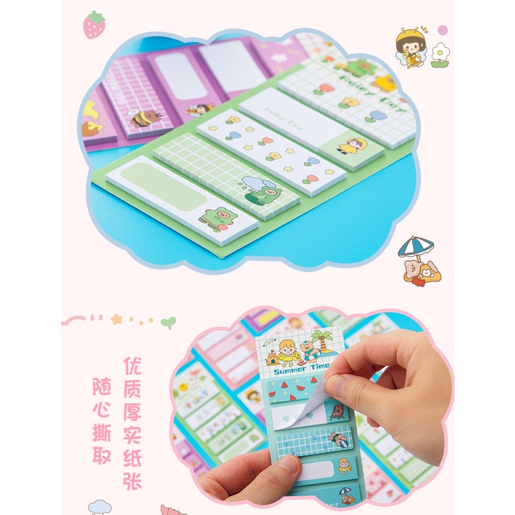 Set 100 giấy ghi chú (note) hoạt hình dễ thương