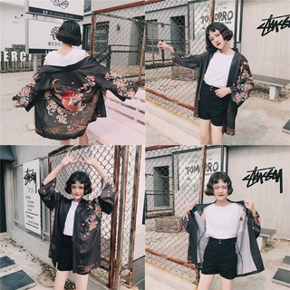 Áo kimono,Áo khoác đi biển, phong cách Harajuku, họa tiết độc đáo