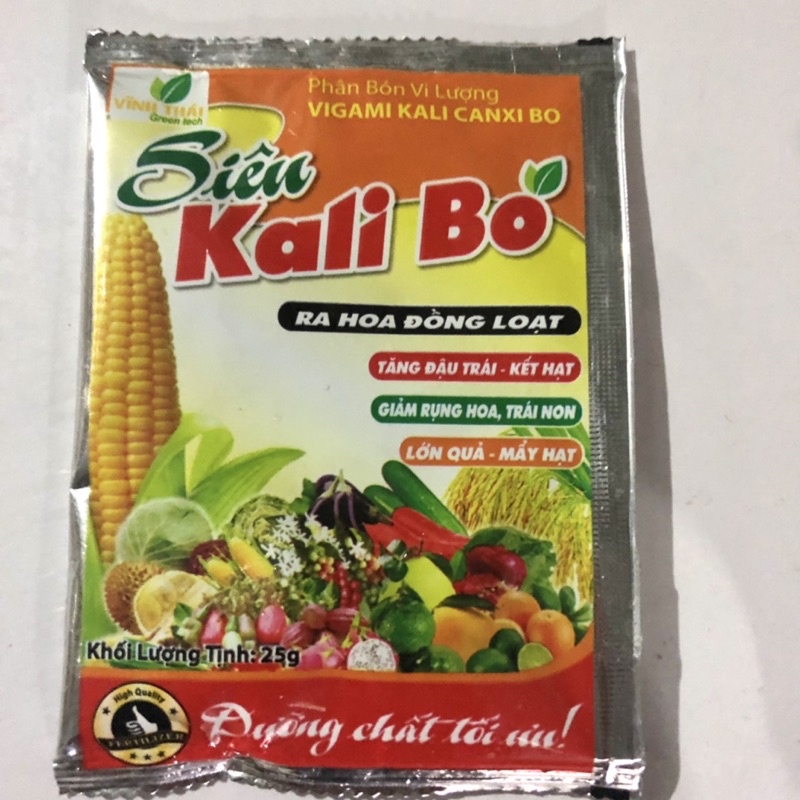 Phân bón Siêu Kali Bo gói 25g Kích Thích Ra Hoa Đồng Loạt,Tăng Đậu Quả, Chống Rụng Trái, thúc lớn trái longf1