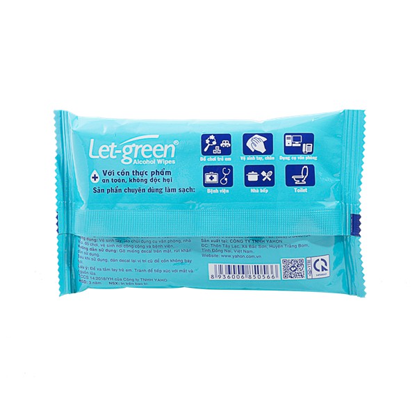 Khăn ướt cồn Let-Green (50 miếng/gói).
