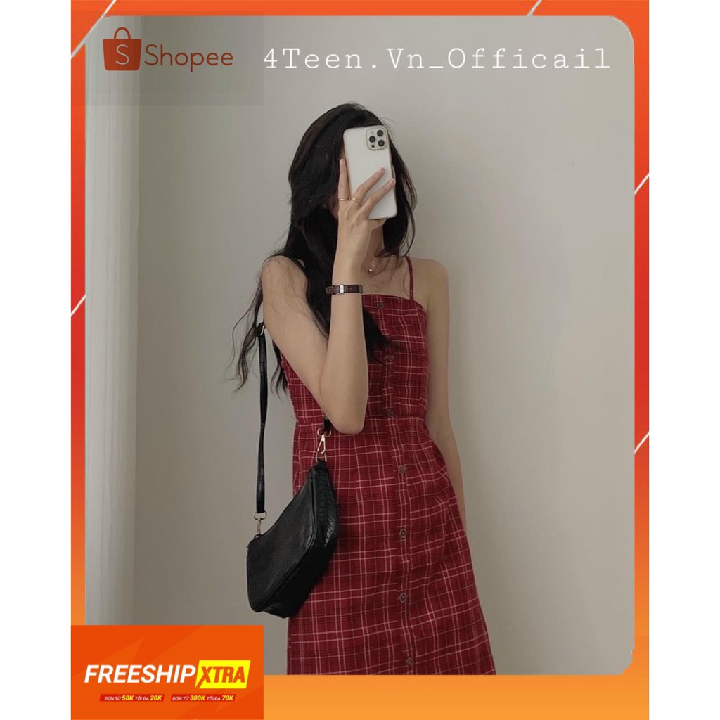 [4Teen.Vn ]🌻ĐẦM CARO 2 DÂY CÓ DÂY BUỘC EO, váy 2 dây kẻ caro, váy 2 dây mùa hè 🌻 hình shop chụp thật | BigBuy360 - bigbuy360.vn