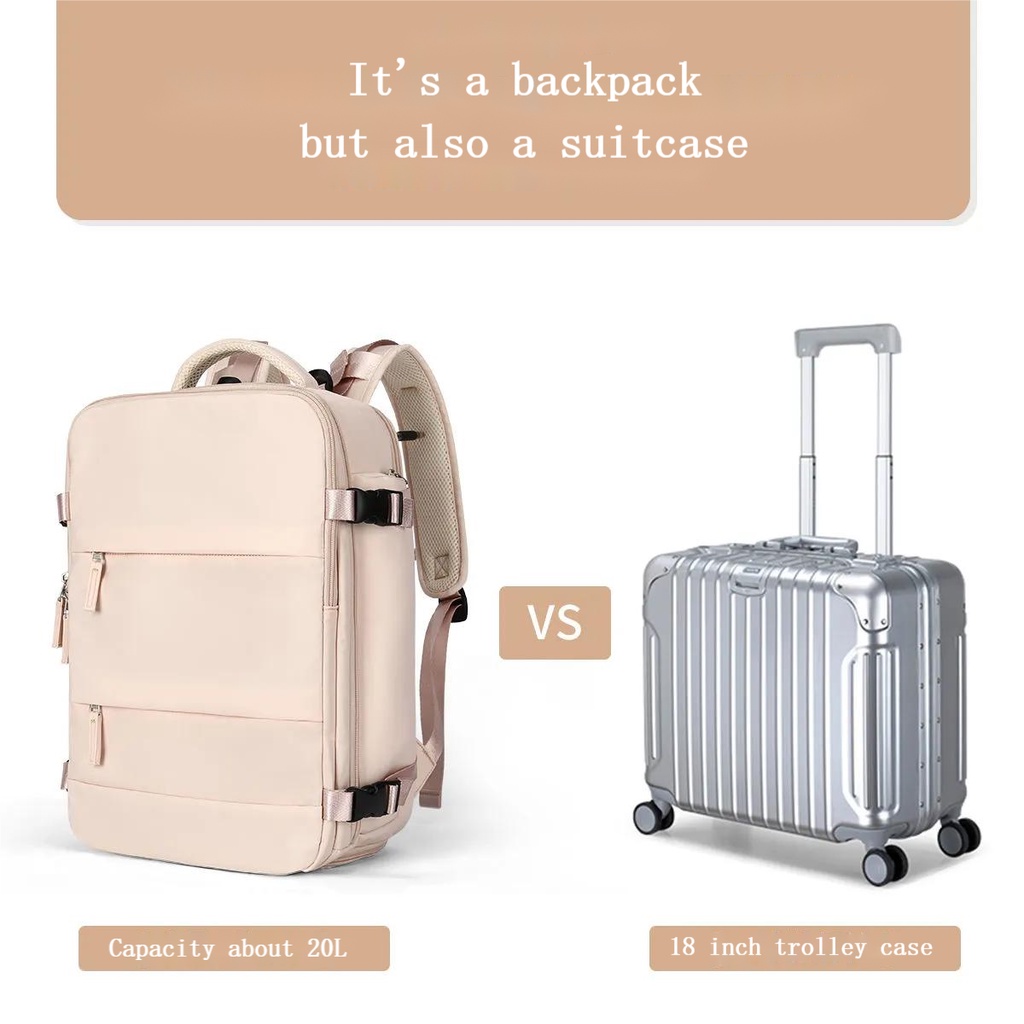 COD Balo du lịch nữ chống thấm nước 35L ba lô đựng laptop 15.6 inch Có ngăn đựng giày balo quần áo