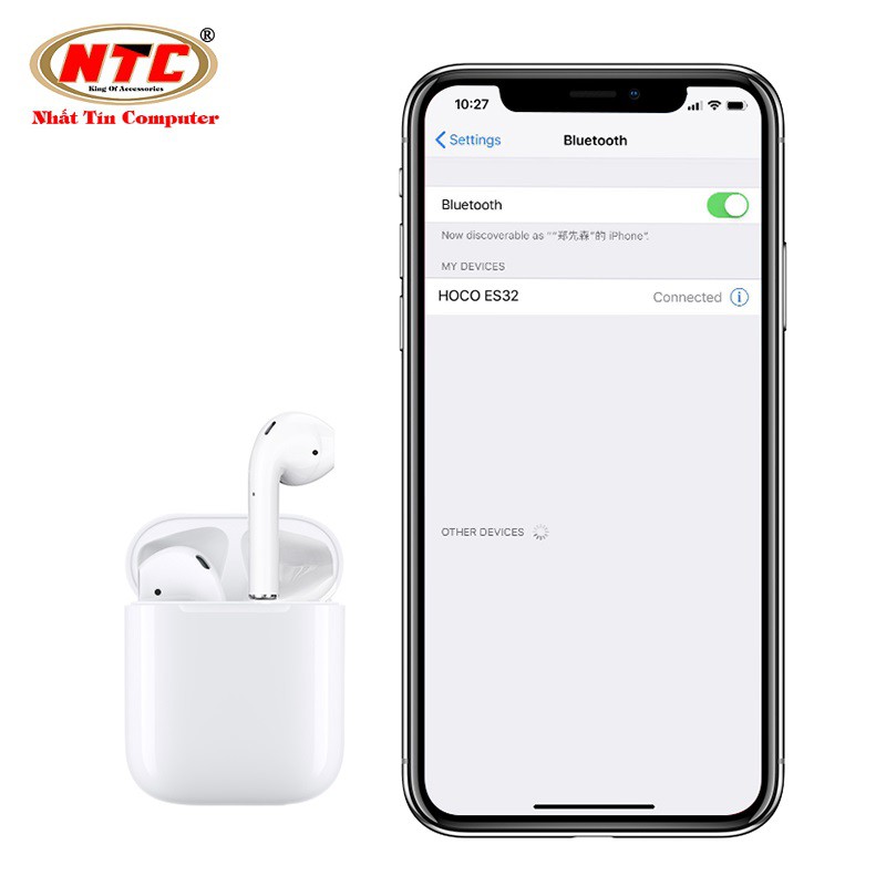 Tai nghe Bluetooth True Wireless Hoco ES32 Original series V5.0 (Trắng) - sạc không dây